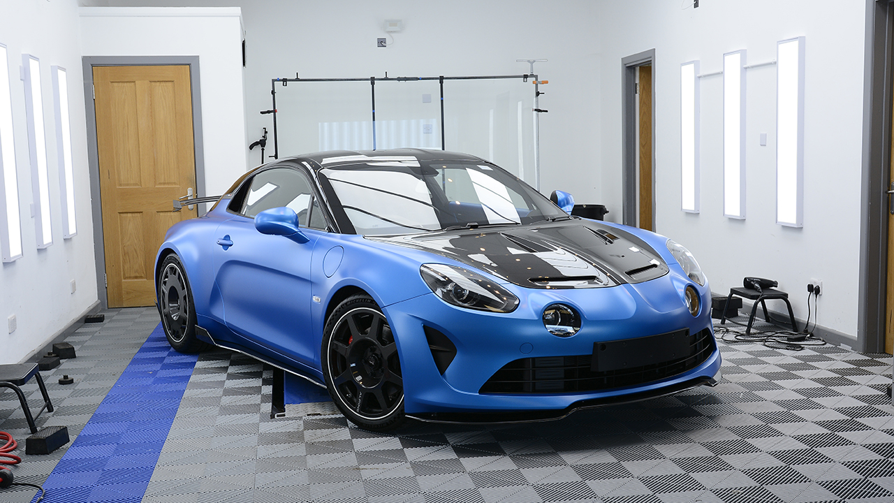 Alpine A110R fully protected with matte paint protection film
